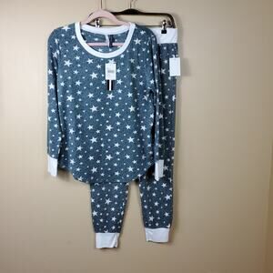 Jaclyn Intimates Navy/White Star Print Pajama Set Size M